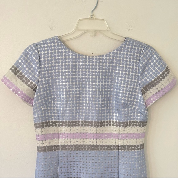 Sara Campbell Retro Style Floral Shimmery Sheath Dress Pastel Color (F1) - Picture 2 of 15